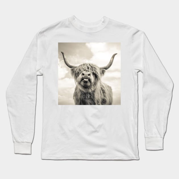 Cheeky Highland Cow Long Sleeve T-Shirt by wildtribe